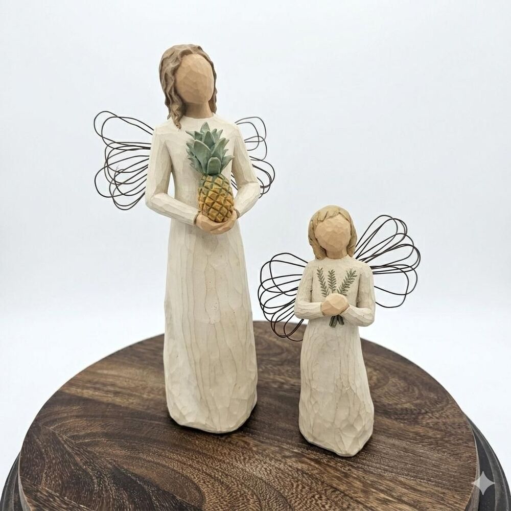 Vintage Willow Tree Angel Set, Welcoming & Remembrance, 2pc Gift Boxed